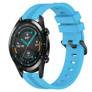 For Huawei GT2 46mm 22mm Concave Striped Slicone Watch Band(Sky Blue)