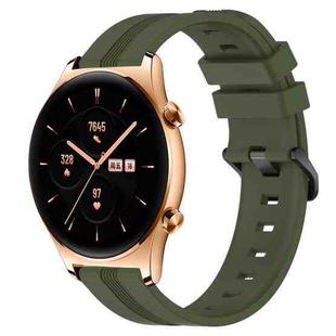 For Honor Watch GS 3 22mm Concave Striped Slicone Watch Band(Army Green)