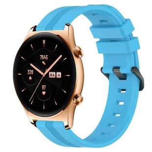 For Honor Watch GS 3 22mm Concave Striped Slicone Watch Band(Sky Blue)