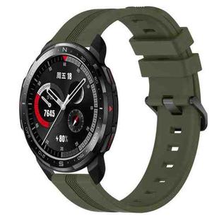 For Honor Watch GS Pro 22mm Concave Striped Slicone Watch Band(Army Green)