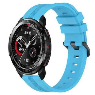 For Honor Watch GS Pro 22mm Concave Striped Slicone Watch Band(Sky Blue)