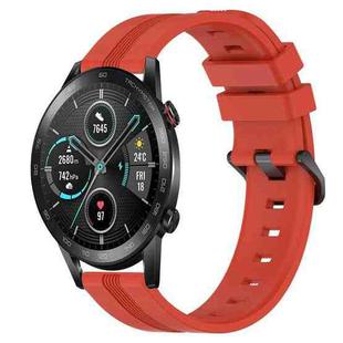 For Honor Magic Watch 2 46mm 22mm Concave Striped Slicone Watch Band(Red)