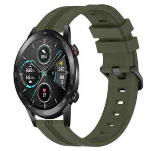 For Honor Magic Watch 2 46mm 22mm Concave Striped Slicone Watch Band(Army Green)