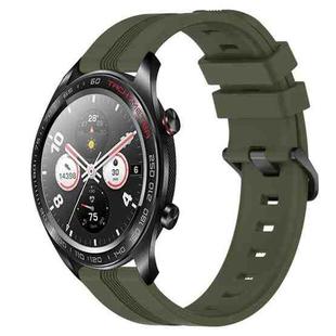 For Honor Watch Dream 22mm Concave Striped Slicone Watch Band(Army Green)