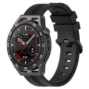 For Huawei Watch GT3 SE 22mm Concave Striped Slicone Watch Band(Black)