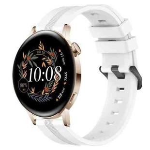 For Huawei Watch GT3 42mm 20mm Concave Striped Slicone Watch Band(White)