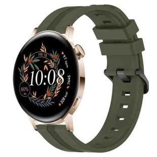 For Huawei Watch GT3 42mm 20mm Concave Striped Slicone Watch Band(Army Green)