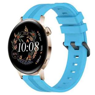 For Huawei Watch GT3 42mm 20mm Concave Striped Slicone Watch Band(Sky Blue)