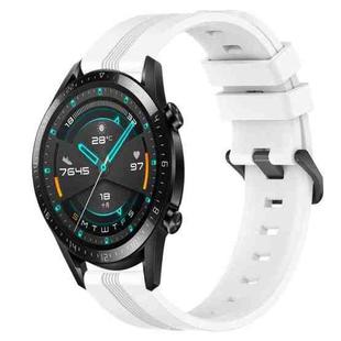 For Huawei Watch GT2 42mm 20mm Concave Striped Slicone Watch Band(White)