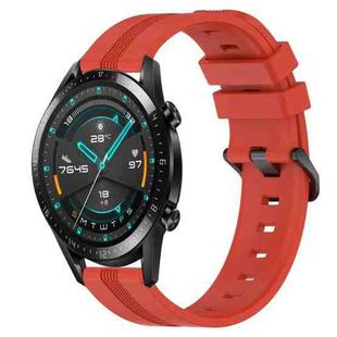 For Huawei Watch GT2 42mm 20mm Concave Striped Slicone Watch Band(Red)