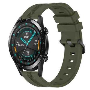 For Huawei Watch GT2 42mm 20mm Concave Striped Slicone Watch Band(Army Green)
