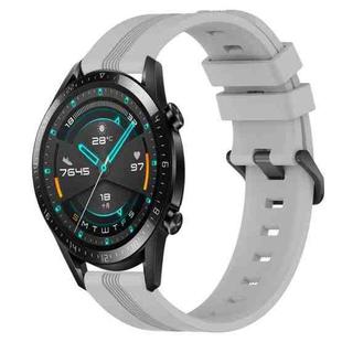 For Huawei Watch GT2 42mm 20mm Concave Striped Slicone Watch Band(Grey)