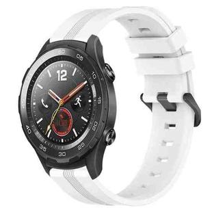 For Huawei Watch 2 20mm Concave Striped Slicone Watch Band(White)