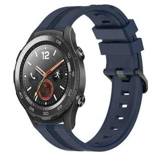 For Huawei Watch 2 20mm Concave Striped Slicone Watch Band(Navy Blue)