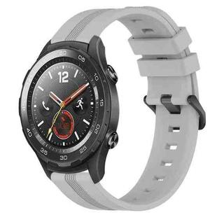 For Huawei Watch 2 20mm Concave Striped Slicone Watch Band(Grey)