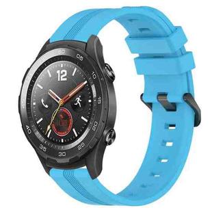 For Huawei Watch 2 20mm Concave Striped Slicone Watch Band(Sky Blue)