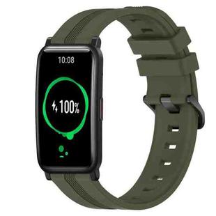 For Honor Watch ES 20mm Concave Striped Slicone Watch Band(Army Green)