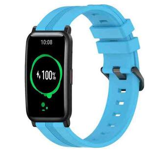 For Honor Watch ES 20mm Concave Striped Slicone Watch Band(Sky Blue)