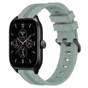 For Amazfit GTS 4 20mm Concave Striped Slicone Watch Band(Grayish Green)