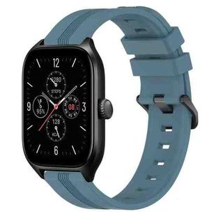 For Amazfit GTS 4 20mm Concave Striped Slicone Watch Band(Rock Cyan)