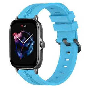 For Amazfit GTS 3 20mm Concave Striped Slicone Watch Band(Skyblue)