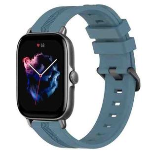 For Amazfit GTS 3 20mm Concave Striped Slicone Watch Band(Rock Cyan)