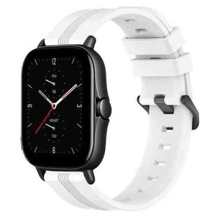 For Amazfit GTS 2E 20mm Concave Striped Slicone Watch Band(White)