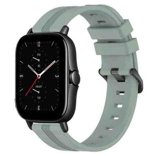 For Amazfit GTS 2E 20mm Concave Striped Slicone Watch Band(Grayish Green)