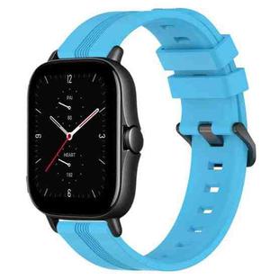 For Amazfit GTS 2E 20mm Concave Striped Slicone Watch Band(Skyblue)