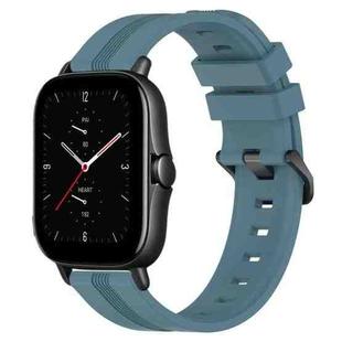 For Amazfit GTS 2E 20mm Concave Striped Slicone Watch Band(Rock Cyan)