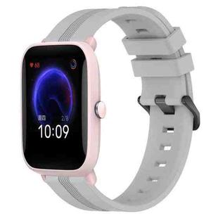 For Amazfit Pop Pro 20mm Concave Striped Slicone Watch Band(Grey)