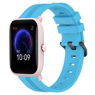 For Amazfit Pop Pro 20mm Concave Striped Slicone Watch Band(Skyblue)