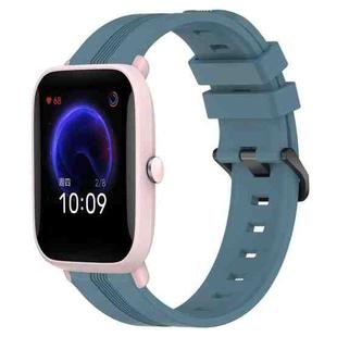 For Amazfit Pop Pro 20mm Concave Striped Slicone Watch Band(Rock Cyan)