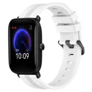 For Amazfit Pop 20mm Concave Striped Slicone Watch Band(White)