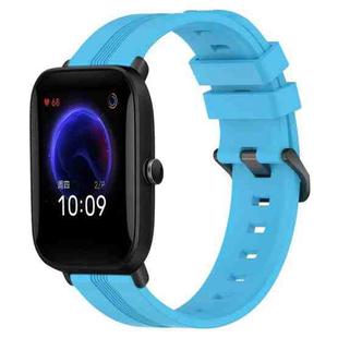 For Amazfit Pop 20mm Concave Striped Slicone Watch Band(Skyblue)