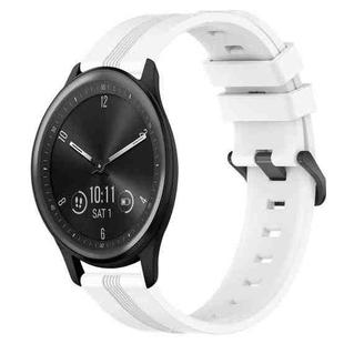 For Garmin Vivomove Sport 20mm Concave Striped Slicone Watch Band(White)