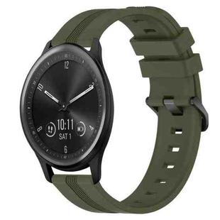 For Garmin Vivomove Sport 20mm Concave Striped Slicone Watch Band(Army Green)