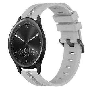 For Garmin Vivomove Sport 20mm Concave Striped Slicone Watch Band(Grey)