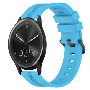 For Garmin Vivomove Sport 20mm Concave Striped Slicone Watch Band(Sky Blue)