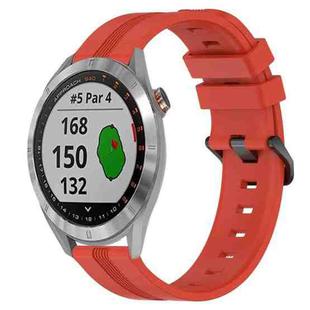 For Garmin Approach S40 20mm Concave Striped Slicone Watch Band(Red)