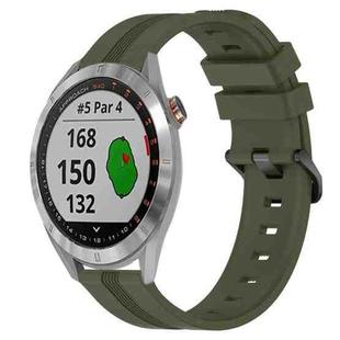 For Garmin Approach S40 20mm Concave Striped Slicone Watch Band(Army Green)