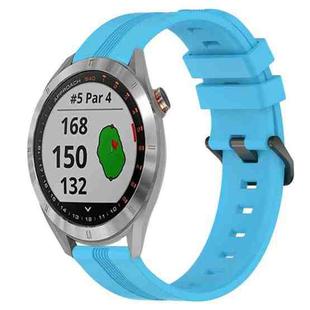 For Garmin Approach S40 20mm Concave Striped Slicone Watch Band(Sky Blue)