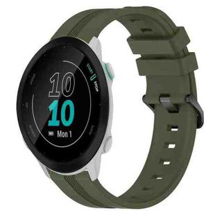 For Garmin Forerunner 158 20mm Concave Striped Slicone Watch Band(Army Green)