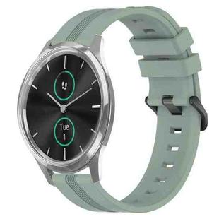 For Garmin Garminmove Luxe 20mm Concave Striped Slicone Watch Band(Grayish Green)