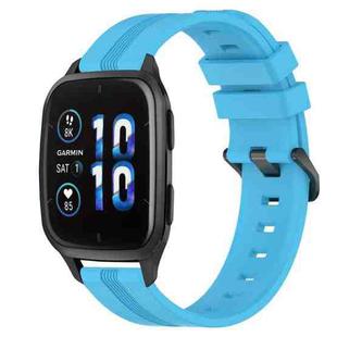 For Garmin Forerunner Sq2 20mm Concave Striped Slicone Watch Band(Sky Blue)