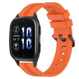 For Garmin Forerunner Sq2 Music 20mm Concave Striped Slicone Watch Band(Orange)