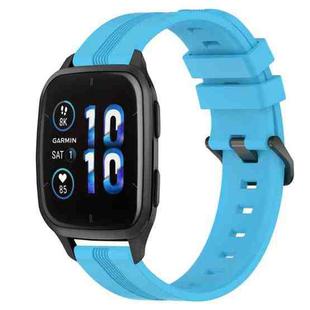 For Garmin Forerunner Sq2 Music 20mm Concave Striped Slicone Watch Band(Sky Blue)