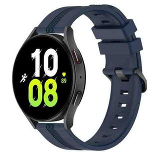 For Samsung Galaxy Watch5 44mm 20mm Concave Striped Slicone Watch Band(Navy Blue)