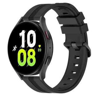 For Samsung Galaxy Watch5 44mm 20mm Concave Striped Slicone Watch Band(Black)