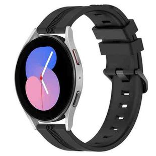 For Samsung Galaxy Watch5 40mm 20mm Concave Striped Slicone Watch Band(Black)